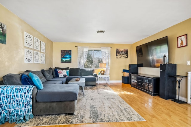 living room with wood-type flooring