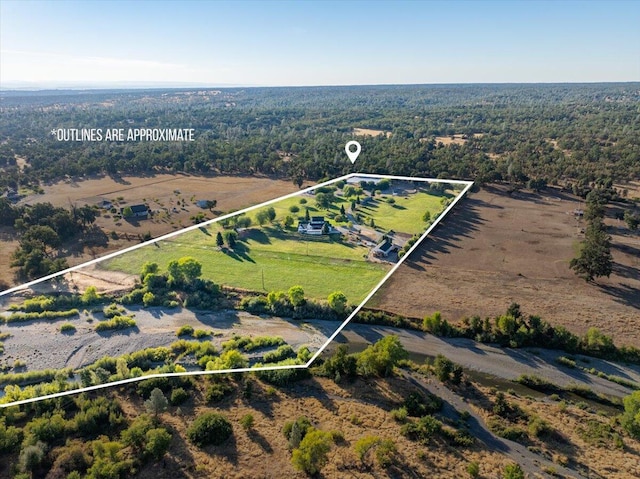 drone / aerial view with a rural view