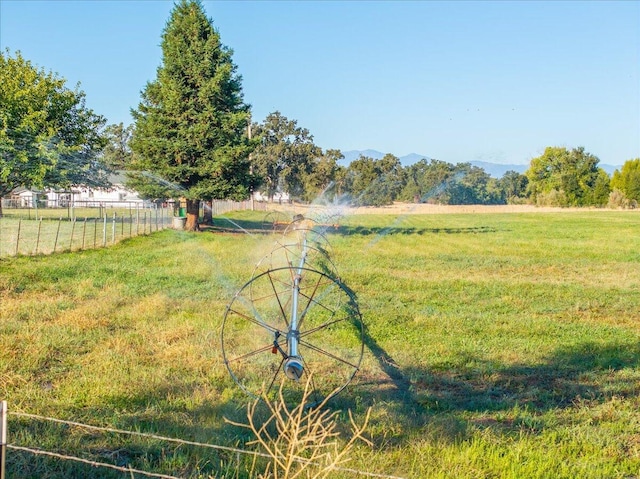 view of yard featuring a mountain view and a rural view