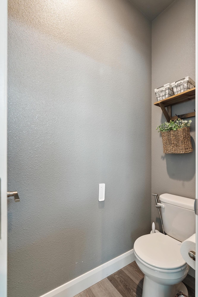 bathroom with wood-type flooring and toilet