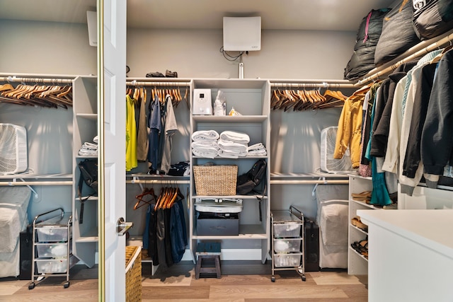 spacious closet featuring light wood-type flooring