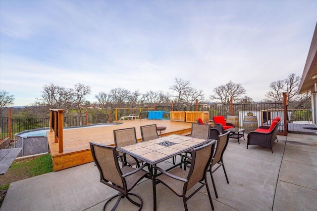 view of patio / terrace featuring an outdoor living space and a fenced in pool