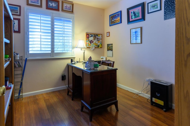 office area with dark wood-type flooring