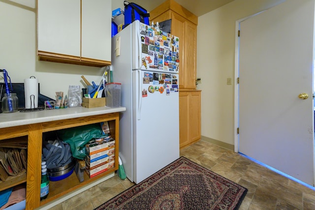 kitchen with white fridge