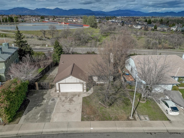 bird's eye view with a mountain view