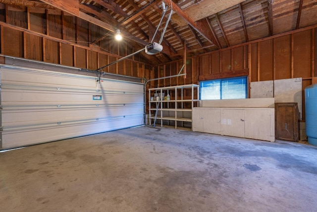 garage with a garage door opener