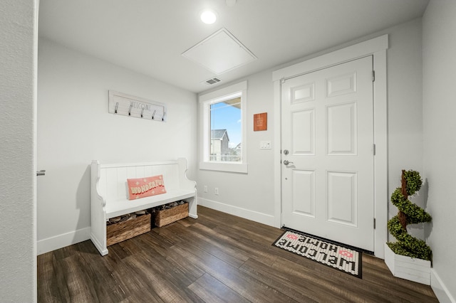 entrance foyer featuring dark hardwood / wood-style floors