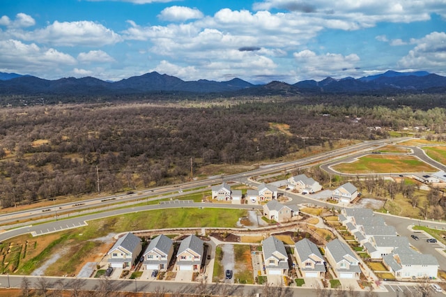 drone / aerial view with a mountain view