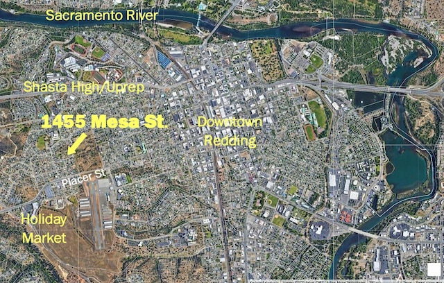 1455 Mesa St, Redding, CA 96001 - aerial overview of property's location