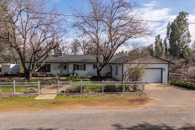 single story home with a garage