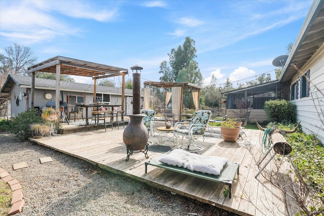 view of patio / terrace featuring a grill and a deck