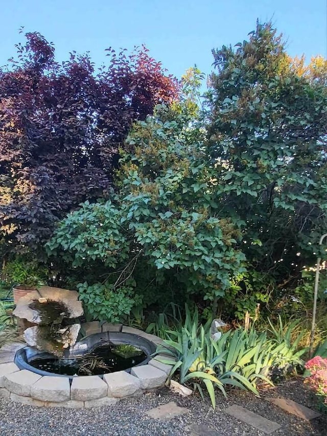 view of yard with a fire pit