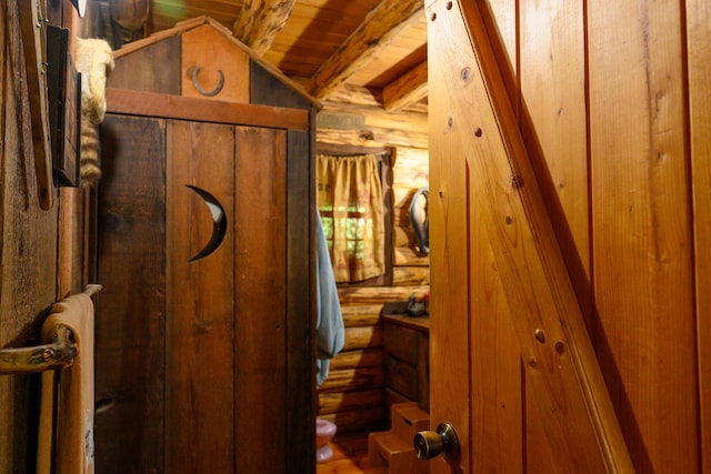 31 Lake Rd, Junction City, CA 96048 - bathroom with beamed ceiling and wood ceiling