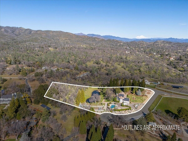 aerial view with a mountain view