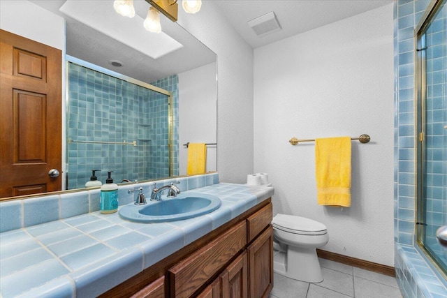 bathroom featuring tile patterned flooring, vanity, and toilet