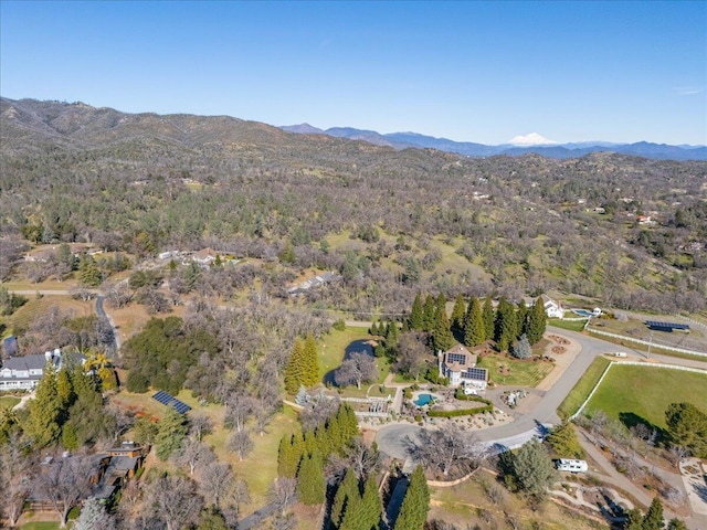 aerial view with a mountain view