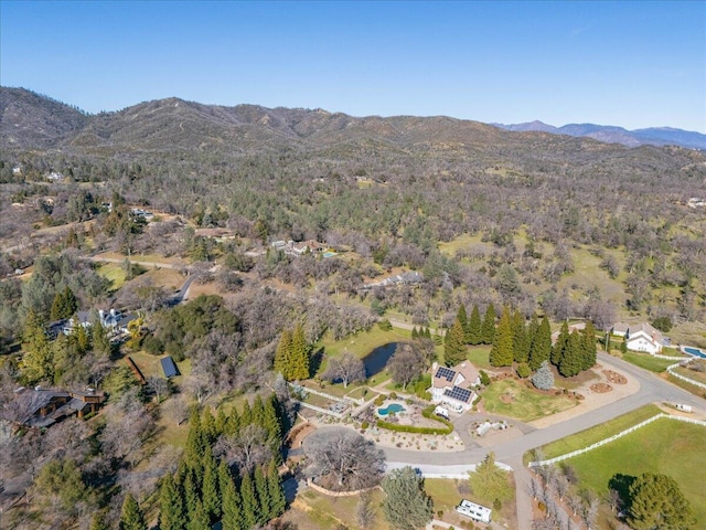 drone / aerial view with a mountain view