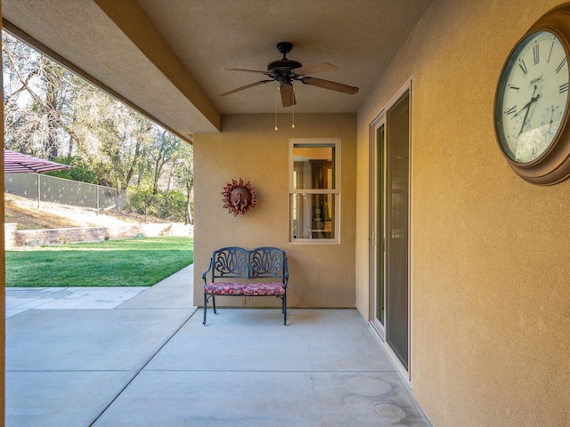 view of patio / terrace with ceiling fan