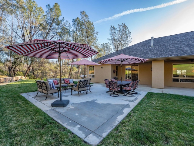 view of patio featuring an outdoor hangout area