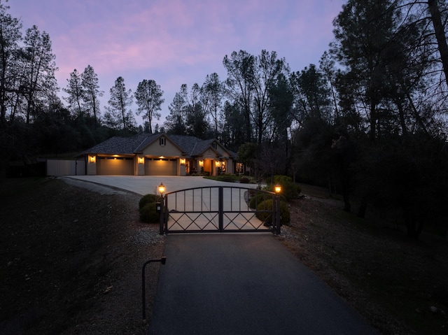 view of front of home with a garage