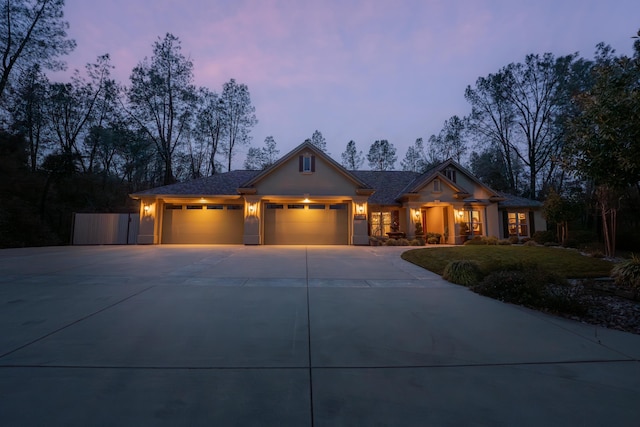 view of front facade featuring a garage