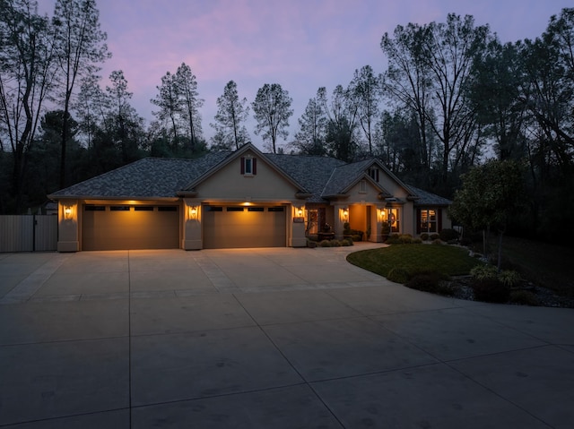 view of front of home with a garage