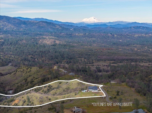 aerial view with a mountain view