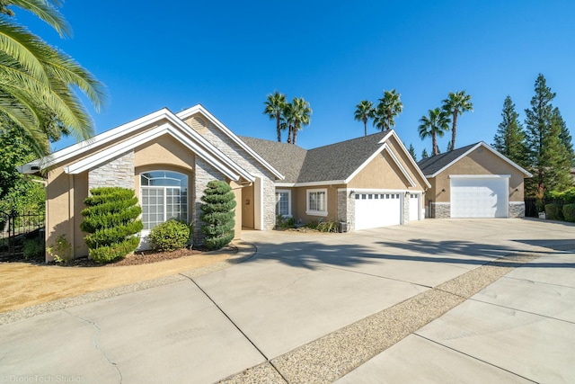 single story home with a garage