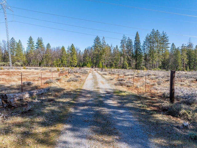 view of road with a rural view