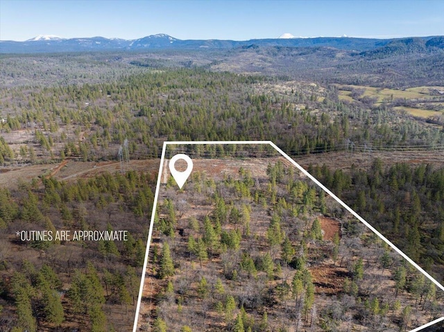 birds eye view of property with a mountain view