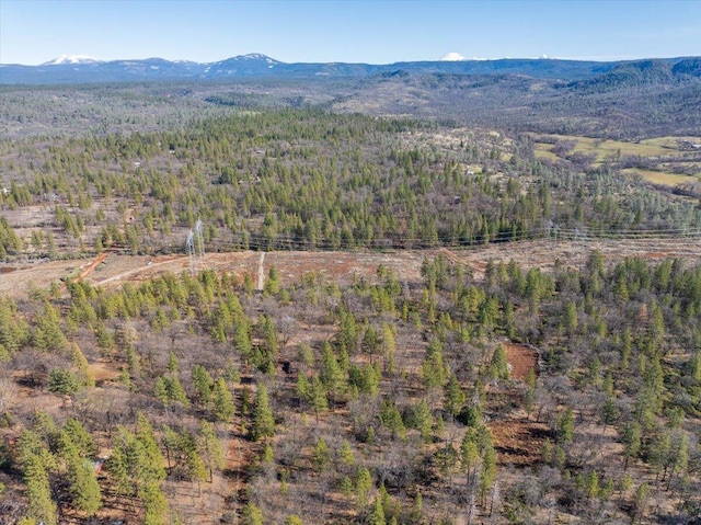 drone / aerial view featuring a mountain view