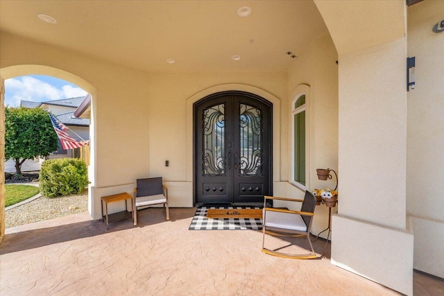 doorway to property with french doors