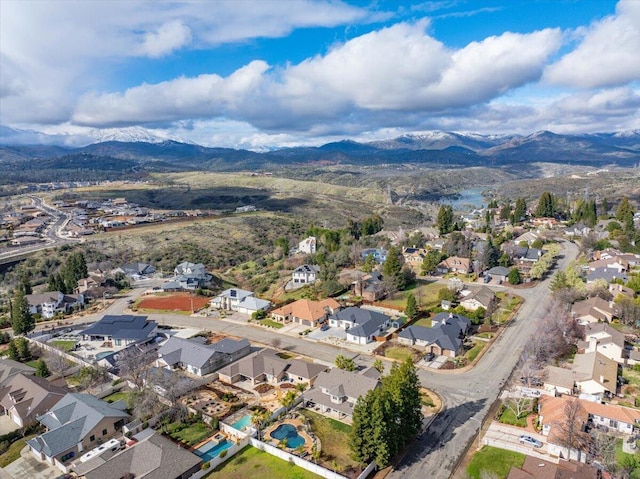 drone / aerial view with a mountain view