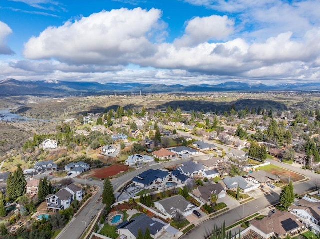 drone / aerial view with a mountain view