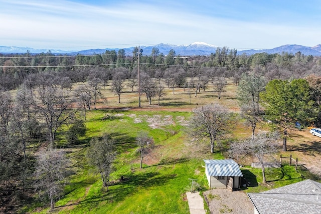 bird's eye view with a mountain view