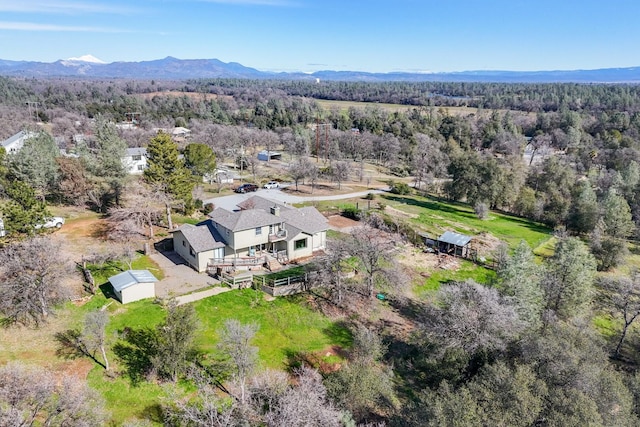 drone / aerial view with a mountain view