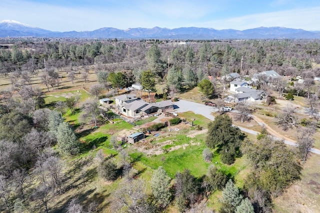 aerial view with a mountain view