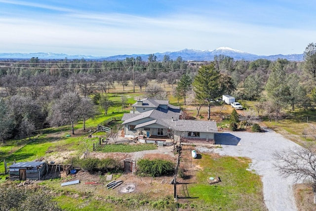 drone / aerial view with a mountain view