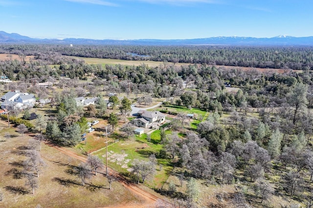 birds eye view of property featuring a mountain view