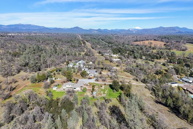 bird's eye view with a mountain view