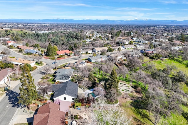 birds eye view of property featuring a residential view and a mountain view