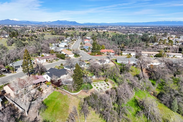 birds eye view of property featuring a residential view and a mountain view