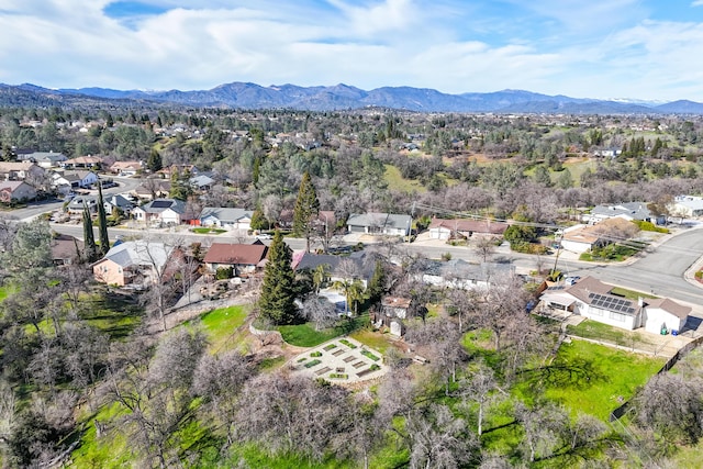 bird's eye view with a residential view and a mountain view