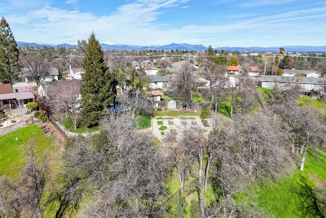 bird's eye view with a residential view and a mountain view