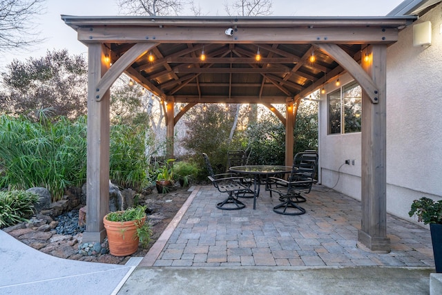 view of patio featuring a gazebo