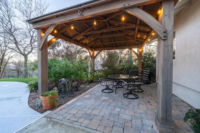 view of patio / terrace with a gazebo