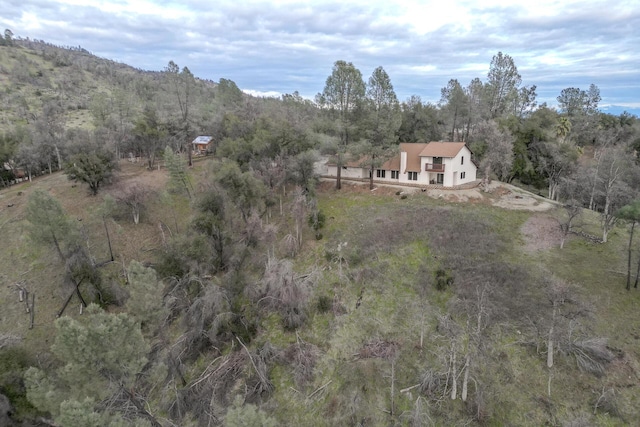 bird's eye view featuring a forest view