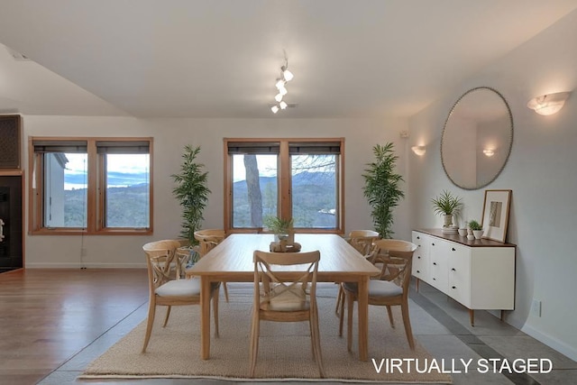 dining room with baseboards and wood finished floors