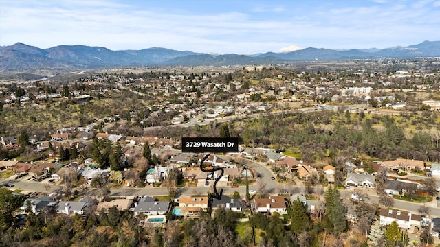 aerial view with a mountain view