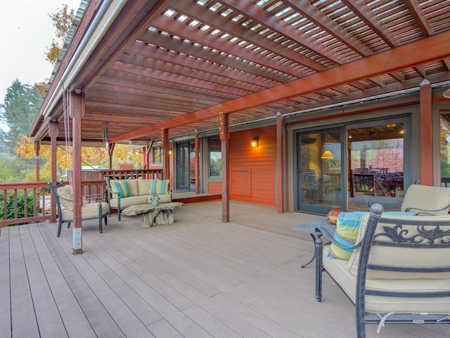 deck featuring a pergola